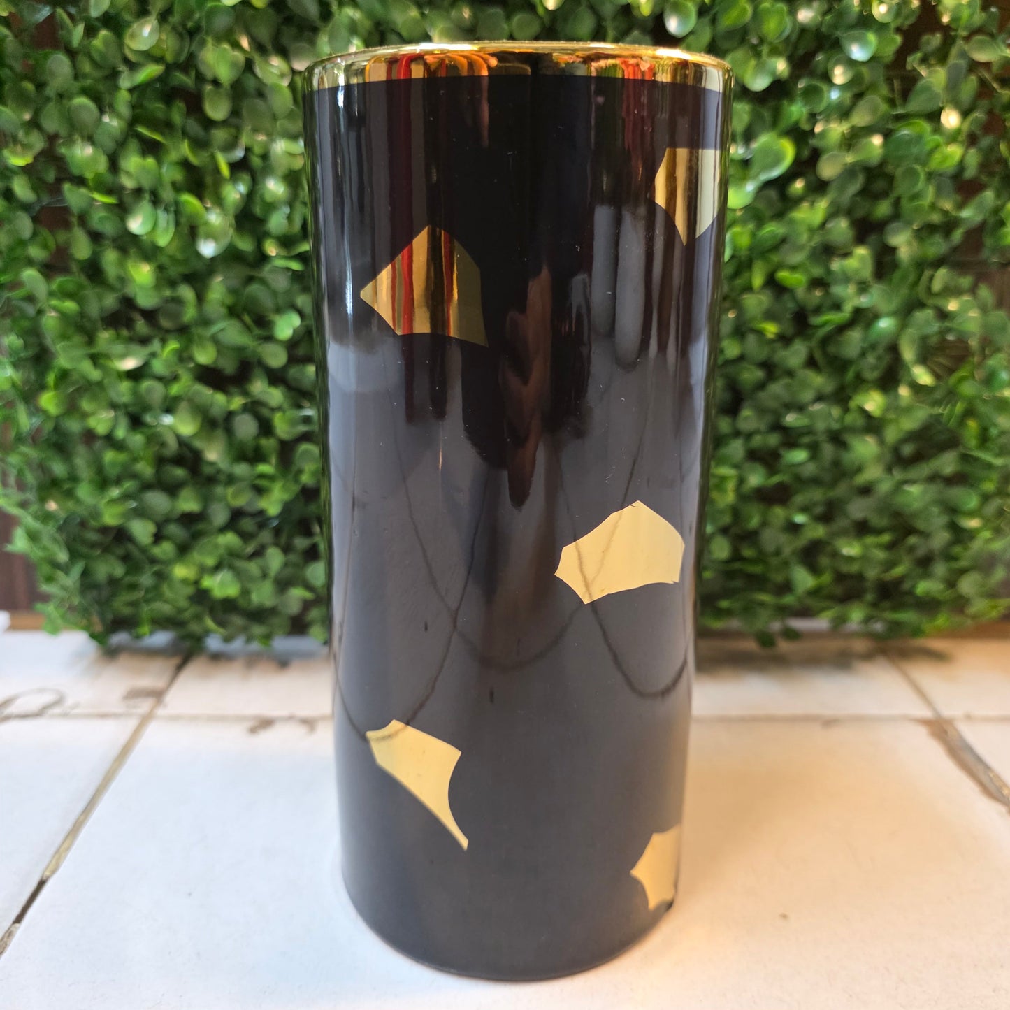 Black Ceramic Vase with Golden Shades