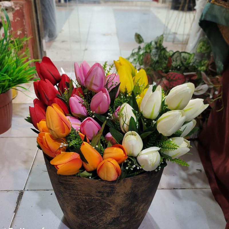 Close Tulip Bunch with Filler