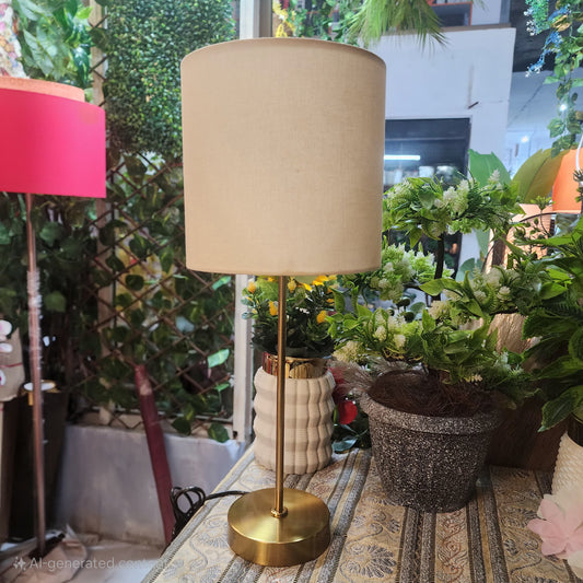 Golden Simple Rod Table Lamp Pair