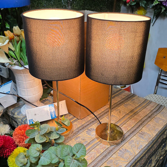 Golden Simple Rod Table Lamp Pair