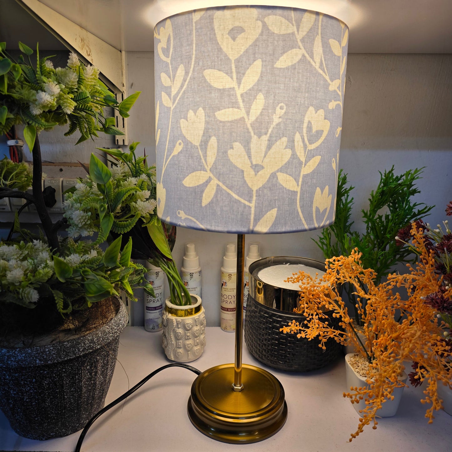 Brass Rod Table Lamp Pair
