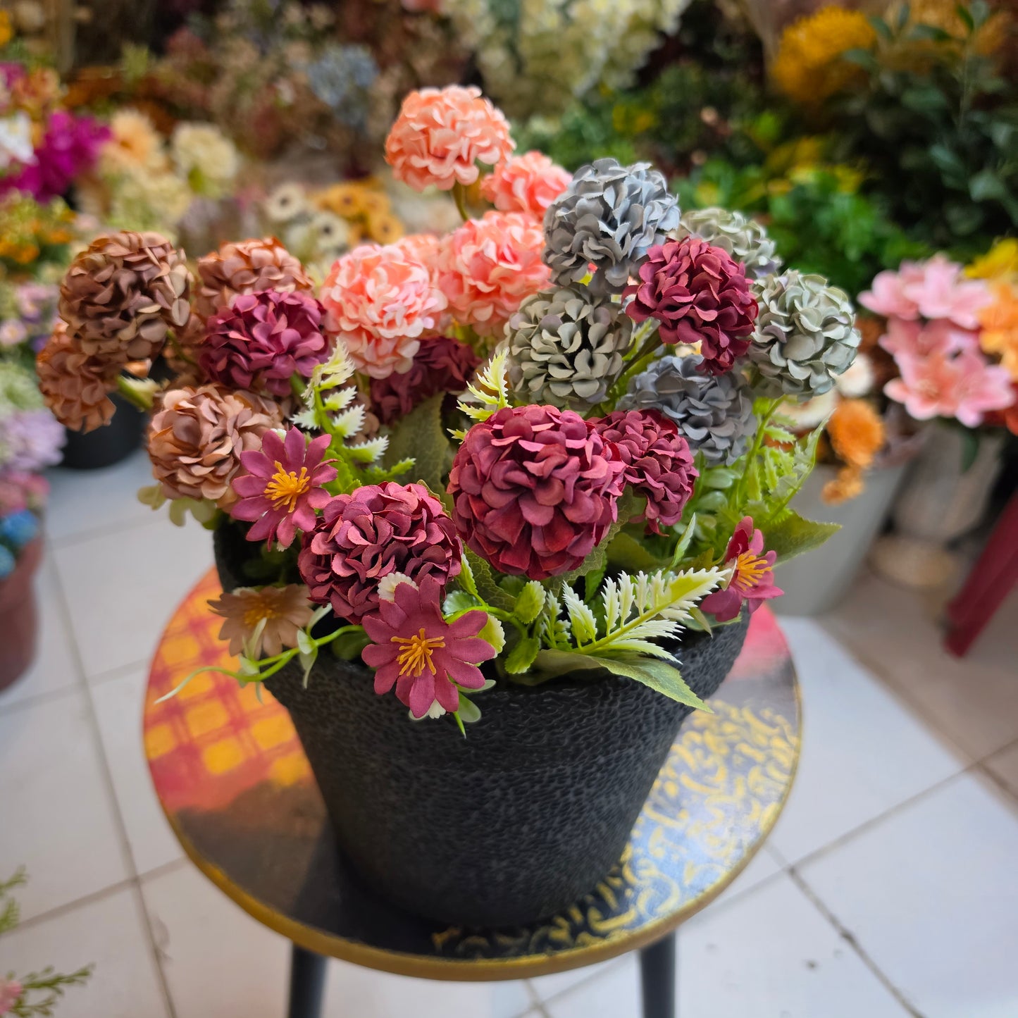 Premium Artificial Mophead Hydrangea Bunch