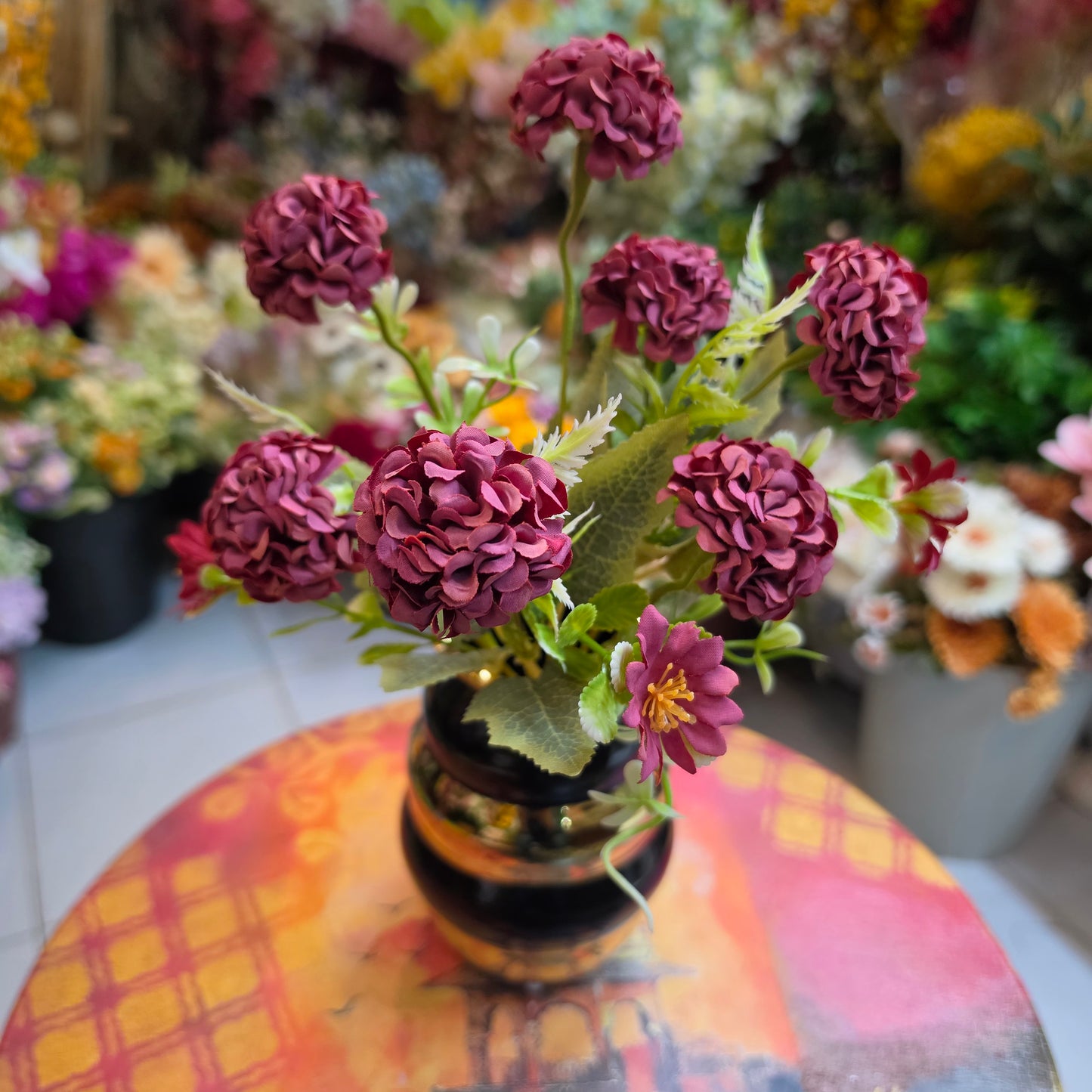 Premium Artificial Mophead Hydrangea Bunch