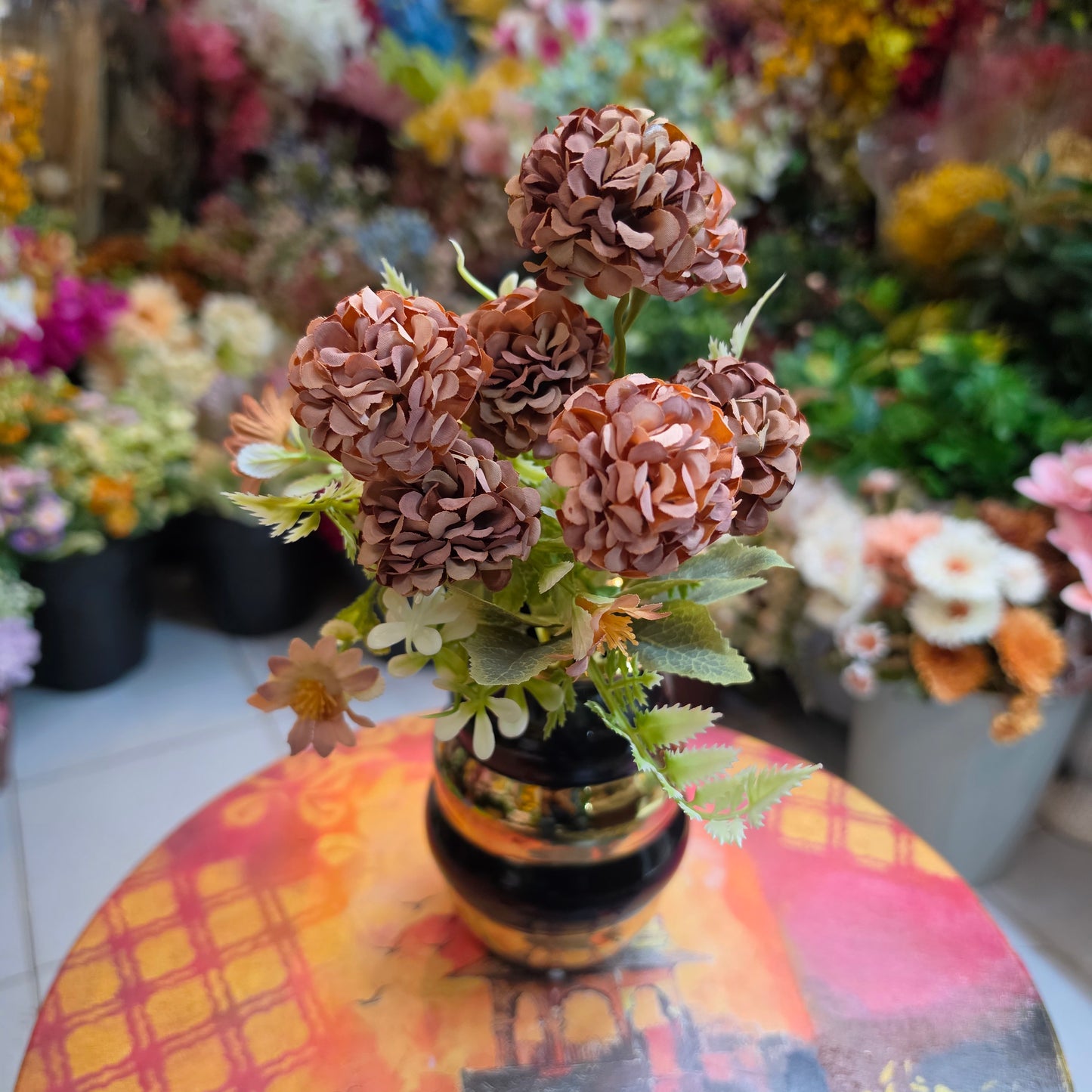 Premium Artificial Mophead Hydrangea Bunch