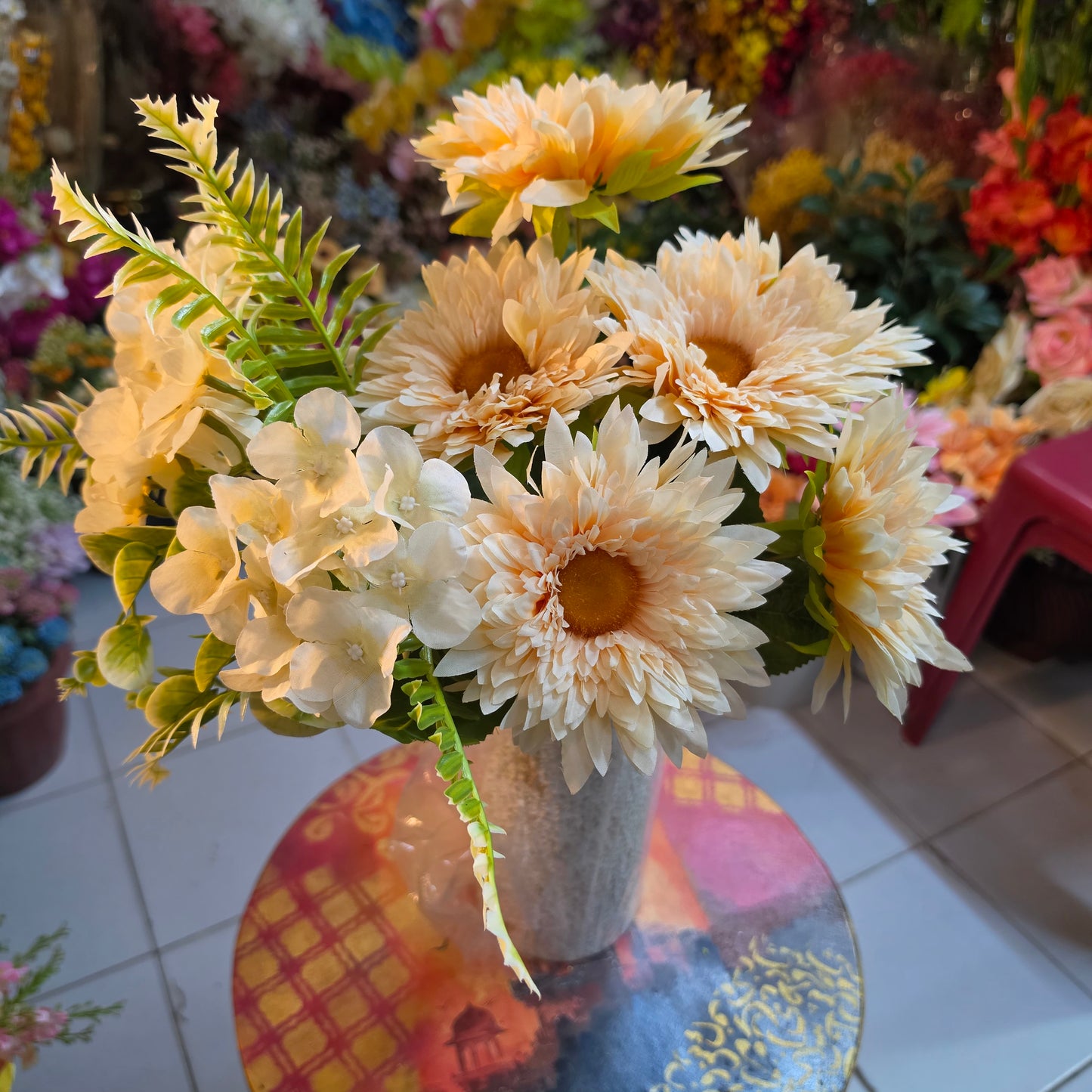 Premium Artificial Daisy & Hydrangea Bunch