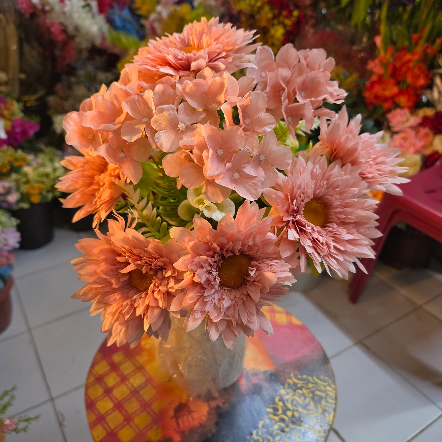 Premium Artificial Daisy & Hydrangea Bunch