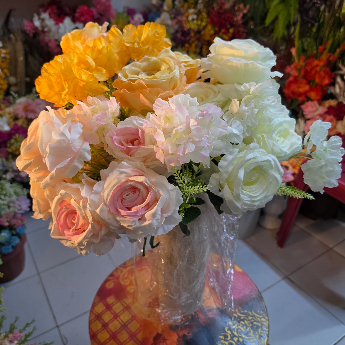 Premium Artificial Rose & Hydrangea Bunch