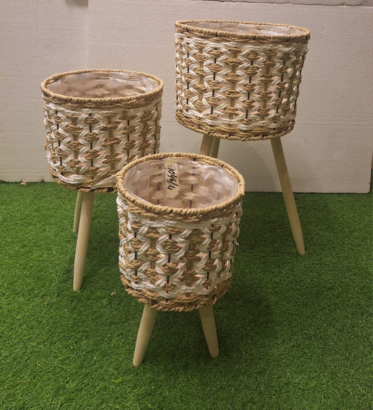 Two-Tone Cane Tripod Stand